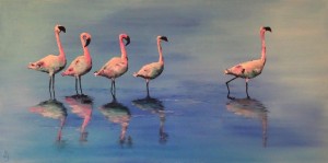 Flamant roses huile 12-18 